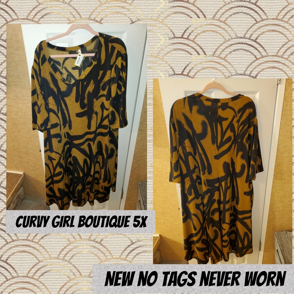 Rusty Green Abstract Casual Dress